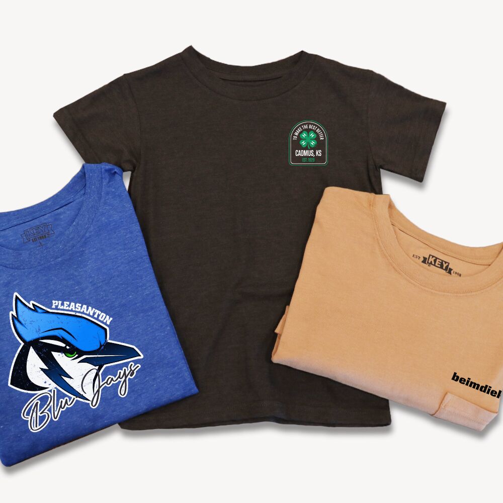 KEY Apparel custom printed and embroidered t-shirts.
