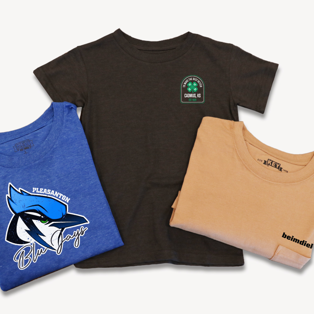 KEY Apparel custom printed and embroidered t-shirts.