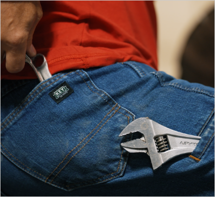 Find durable denim work pants for your crew. Order custom printed hoodies and shirts, plus add pants to give your team a full outfit.