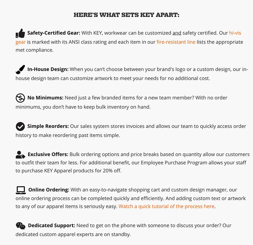 Key Differences chart